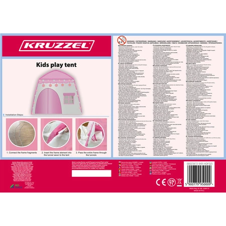 Namiot dla Dzieci Domek Zamek do Domu Ogrodu Pałac Zestaw + Girlanda LED KRUZZEL