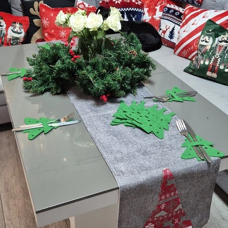 Świąteczne Etui na Sztućce Boże Narodzenie Pokrowiec Choinka 12szt na Stół RUHHY