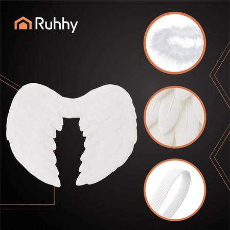 Strój Anioła na Jasełka Aureola Głowę Skrzydła Aniołka Białe Pióra Kostium Ruhhy 26479