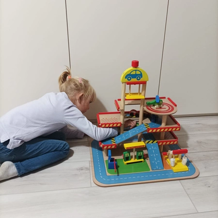 Parking Drewniany Garaż Winda Duży Tor Myjnia Auta Piętrowy Helikopter XXL KRUZZEL