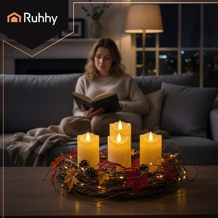 Świeczka Wkład Led Ruhhy Efekt Płomienia Świece na Baterie do Znicza 4x12,5