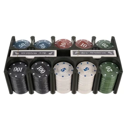 Zestaw do Pokera 200 Żetonów Karty Żetony do Gry Texas Poker Kostki + Mata MALATEC