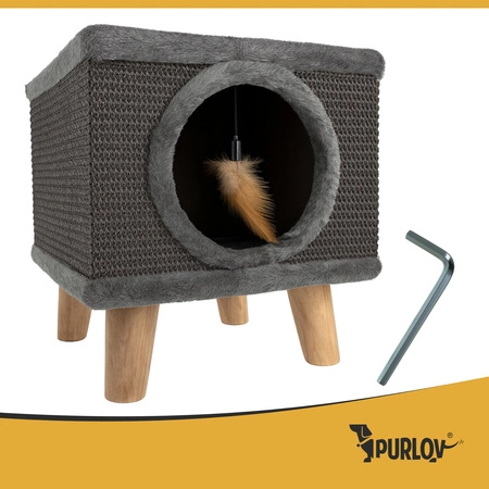 Drapak dla Kota Legowisko Domek dla Kotów Budka Posłanie Stabilny + Zabawka Purlov 26215