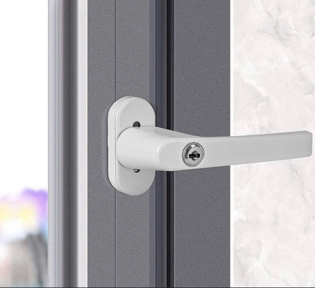 Klamka do Okna Okienna Biała z Kluczykiem Zamkiem do Okien na Zamek Klucze MALATEC