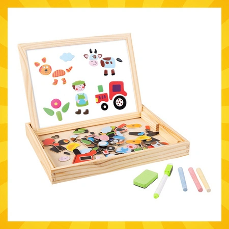 Tablica Edukacyjna Magnetyczna Kruzzel Dwustronna 108el. w Skrzynce Prezent