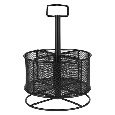 Organizer na Biurko Kredki Przybornik Duży Metalowy Czarny Obrotowy Siatka