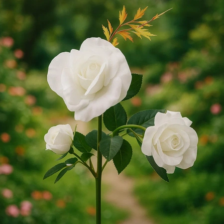 Lampa Solarna Róża Wbijana LED Ogrodowa Świecąca 3 Sztuczne Kwiaty Solarne GARDLOV 25282