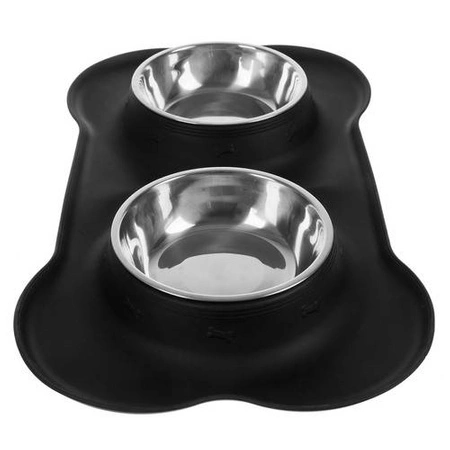 Miska dla Psa Kota Podwójna Metalowa Bufet 2x450ml PURLOV