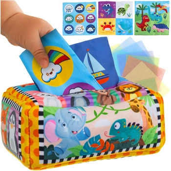 Sorter Pudełko z Chusteczkami Pluszowe Montessori Sensoryczne dla Dzieci 0+ Kruzzel 26289