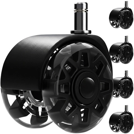 Kółka do Fotela Obrotowego Ruhhy Łożyska Stalowe Zestaw 5szt Mocne Czarne