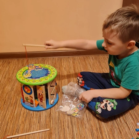 Drewniana Kostka Edukacyjna Sorter Montessori dla Dzieci 11w1 Labirynt Gra KRUZZEL