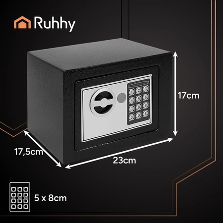 Sejf Domowy z Zamkiem Elektronicznym Ścienny Elektroniczny Kasetka na Kod Ruhhy 26101