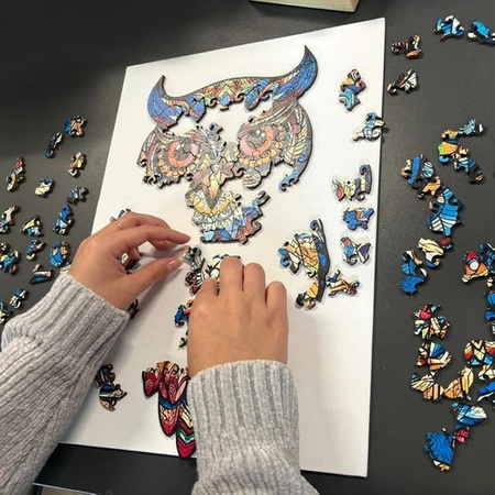 Puzzle Drewniane Układanka Edukacyjna Klocki dla Dzieci Dorosłych Gra Sowa KRUZZEL