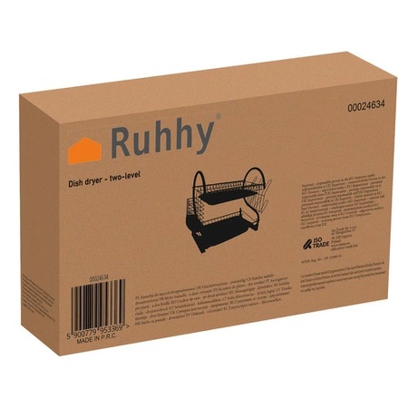Suszarka do Naczyń Ociekacz Dwupoziomowa Stojąca Czarna Duża na Sztućce RUIHHY