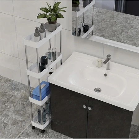 Mobilna Półka Regał na Kółkach Szafka kuchenna Łazienkowa Wózek x4 Haczyki RUHHY