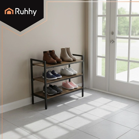 Regał na Buty Ruhhy Trzy Półki Organizer do Przedpokoju 79cm Loft Stojak