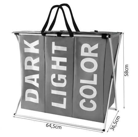 Kosz na Pranie Bieliznę Pojemnik Duży aż 3 Komory RUHHY