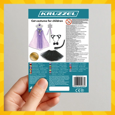 Strój kota KRUZZEL czarny kot dla dziewczynki przebranie kostium zestaw 7w1!