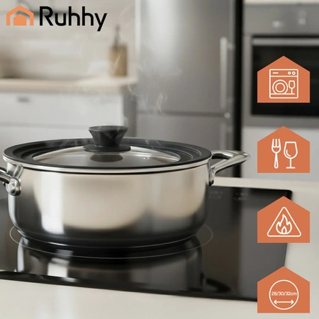 Pokrywka Uniwersalna 3w1 Ruhhy Silikonowa do Garnków i Patelni 28 30 32 cm 25561