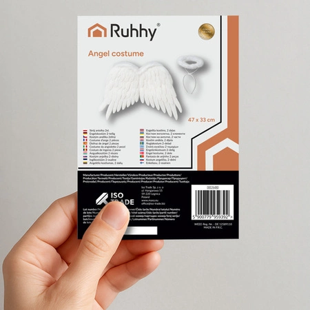Strój Anioła na Jasełka Aureola Głowę Skrzydła Aniołka Białe Pióra Kostium Ruhhy 26480