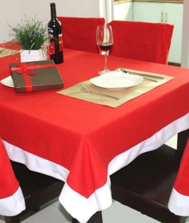 Pokrowiec na Krzesło Czapka Mikołaja 6szt + Obrus ISO TRADE