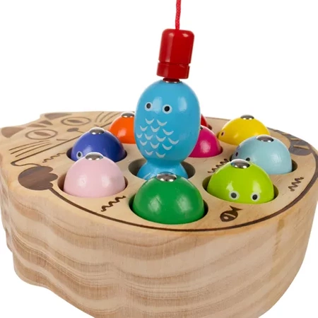 Łowienie Rybek Gra Zręcznościowa Drewniana Rybki na Magnes + Wędki Rodzinna KRUZZEL