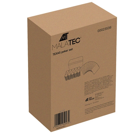 Zestaw do Pokera 200 Żetonów Karty Żetony do Gry Texas Poker Kostki + Mata MALATEC