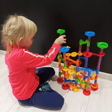 Tor Kulkowy Kulodrom Duży Zestaw XXL Kulki 30 Kulek Zjeżdżalnia Edukacyjne KRUZZEL