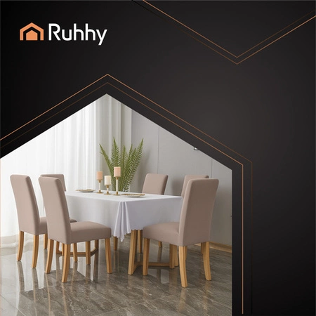 Pokrowiec na Krzesło Beżowy Uniwersalny Miękki Pokrowce na Krzesła x6 Ruhhy 25989