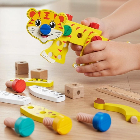 Drewniana Skrzynka Narzędziowa dla Dzieci Zestaw Majsterkowicza Narzędzia Kruzzel 26581