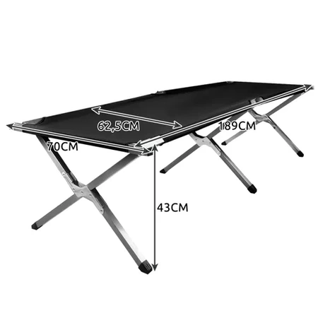 Łóżko Polowe Turystyczne Składane Kanadyjka XXL Duże Czarne Mocne Premium TRIZAND