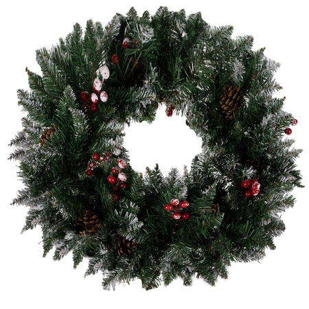 Stroik Świąteczny Wianek na Drzwi Dekoracyjny Ozdobny Ozdoba 45cm Ośnieżony RUHHY