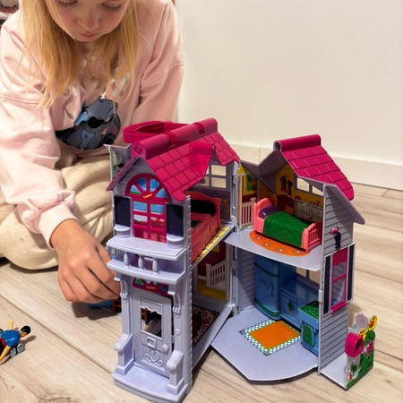 Domek dla Lalek Meble Lalki Rozkładany Przenośny Mebelki Pies 6 Pomieszczeń ISO TRADE