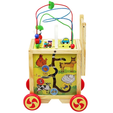 Drewniany Pchacz Chodzik Edukacyjny dla Dzieci Interaktywny Jeździk Kostka KRUZZEL