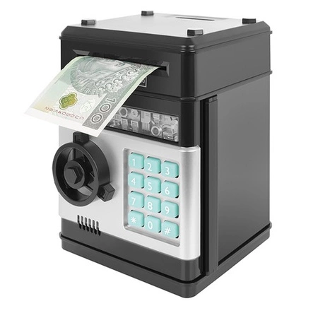 Sejf Skarbonka na PIN Banknoty Bankomat Monety + Kod Wpłatomat dla Dzieci KRUZZEL