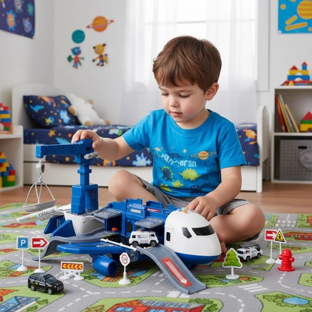 Samolot Policyjny dla Dzieci Rozkładany Parking Interaktywny Policja + Auta 26680