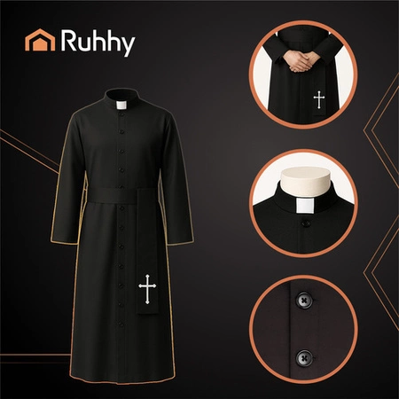 Strój Księdza Karnawałowy Sutanna Ksiądz dla Dorosłych Kostium na Halloween Ruhhy 26174