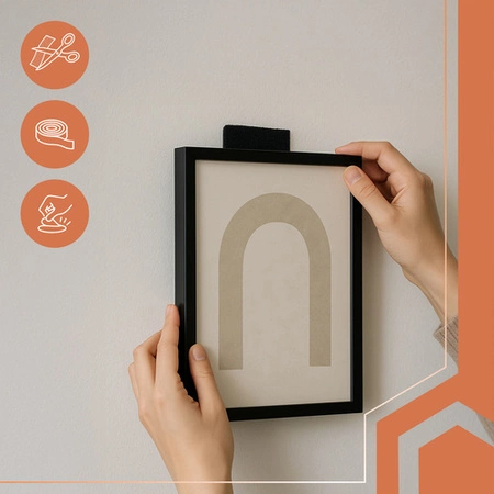 Taśma Rzep Samoprzylepna z Klejem 25 mm Czarny 5 mb Zestaw Haczyk Pętelka Ruhhy 24237