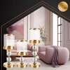 Lampion Świecznik Szklany Ruhhy Złoty Glamour Zestaw Trzy sztuki na Nodze