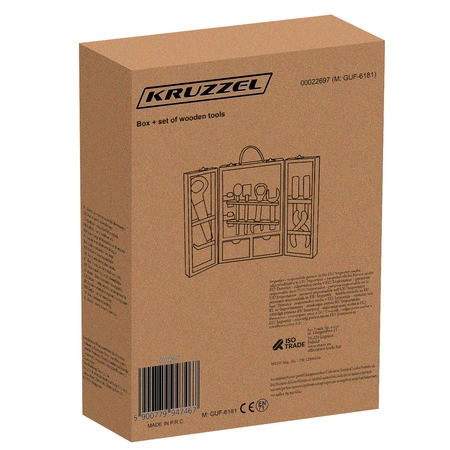 Drewniane Narzędzia Skrzynka Warsztat Majsterkowicza Zestaw w Skrzynce KRUZZEL