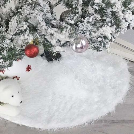 Dywanik pod Choinkę Mata Futerko Biały Dywan 90 cm Duży na Prezenty Okrągły RUHHY