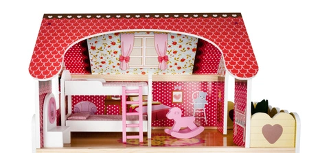Domek dla Lalek Drewniany Duży + LED Akcesoria Meble Mebelki Zestaw Willa KRUZZEL