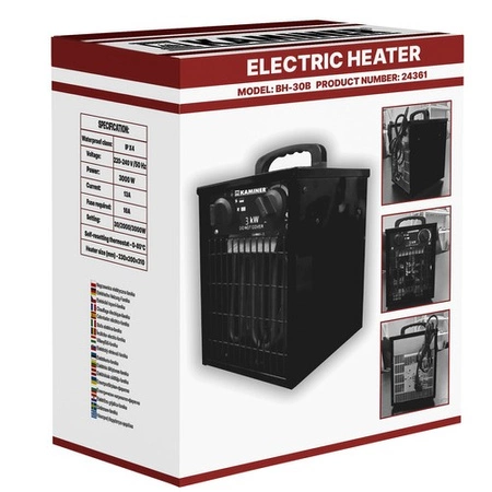 Nagrzewnica Elektryczna Farelka Dmuchawa Grzejnik Termostat 3kW 3000W Mocna KAMINER