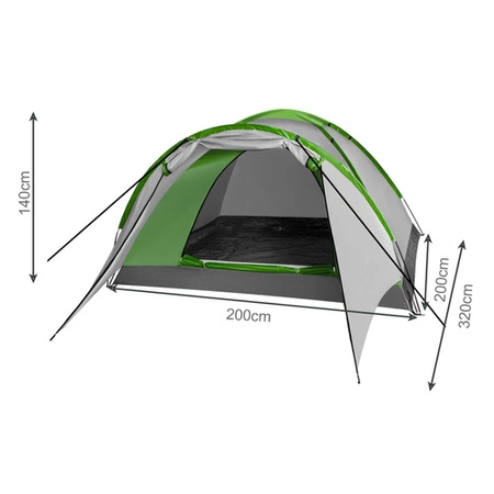 Namiot Turystyczny 4 Osobowy Kampingowy Wodoodporny Przedsionek Moskitiera TRIZAND