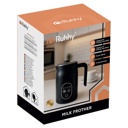 Spieniacz do Mleka Kawy Elektryczny Ruhhy 500W 4w1 Wyświetlacz LED BPA FREE