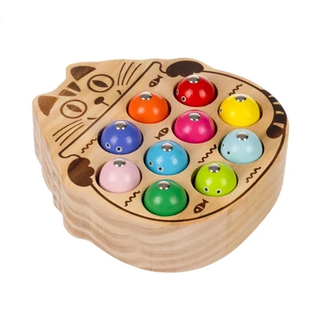 Łowienie Rybek Gra Zręcznościowa Drewniana Rybki na Magnes + Wędki Rodzinna KRUZZEL