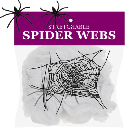 Sztuczna Pajęczyna Halloween Pająki Biała Sieć Duża Pająk Dekoracja Zestaw Ruhhy 26074