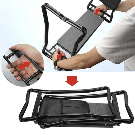 Klęcznik Ogrodowy Taboret Krzesło Składany Stołek 3w1 Ławka + Przybornik GARDLOV