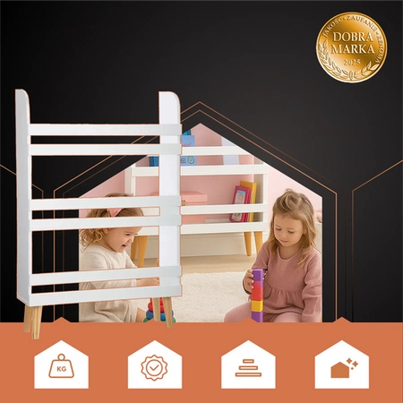 Regał na Zabawki Książki Biały dla Dzieci Półka Szafka z 3 Półkami 95 cm