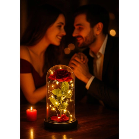 Wieczna Róża w Szkle LED Świecąca Prezent na Dzień Matki Mamy w Pudełku XL Ruhhy 25682